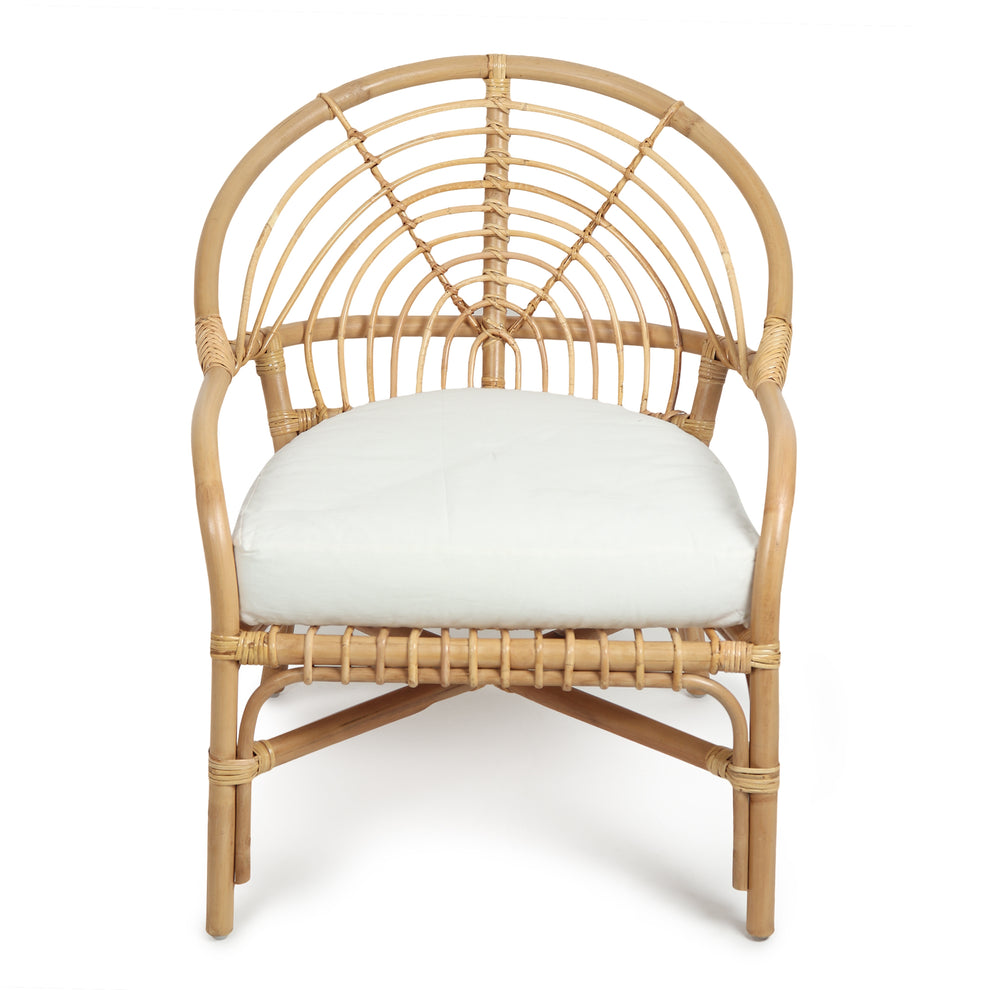 Cane Sunburst Lounge Chair with Plush Cushion 004