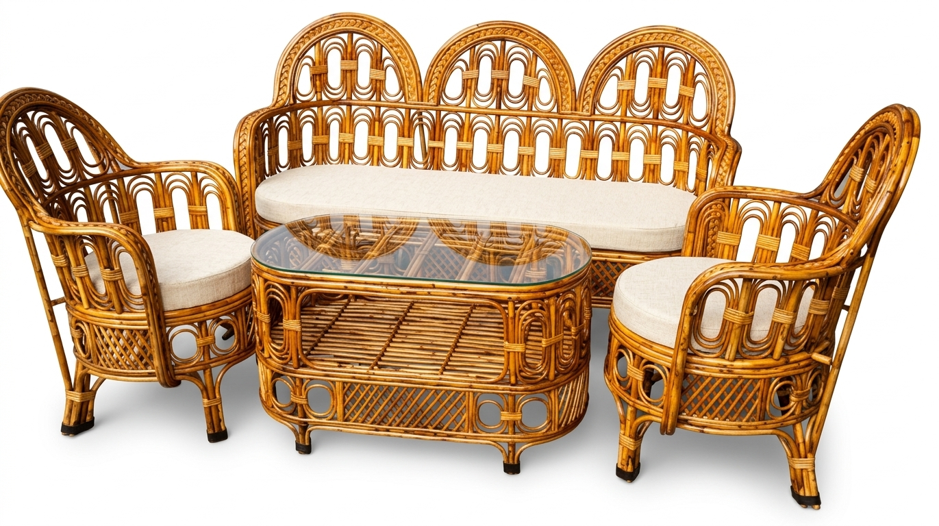 Cane Sofa Set 002