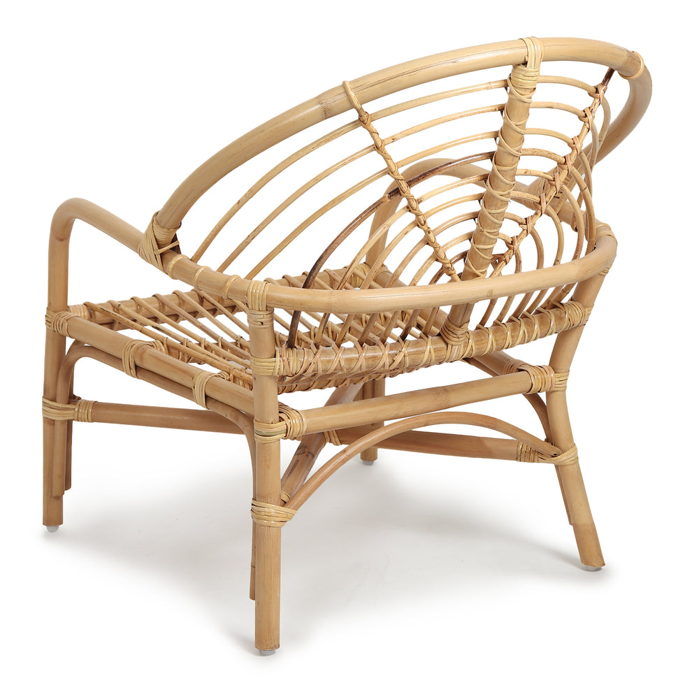 Cane Sunburst Lounge Chair with Plush Cushion 004