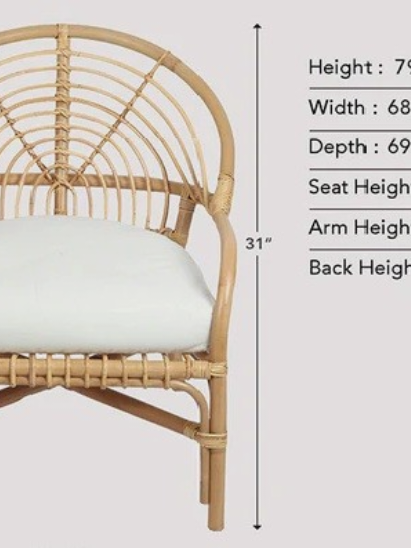 Cane Sunburst Lounge Chair with Plush Cushion 004