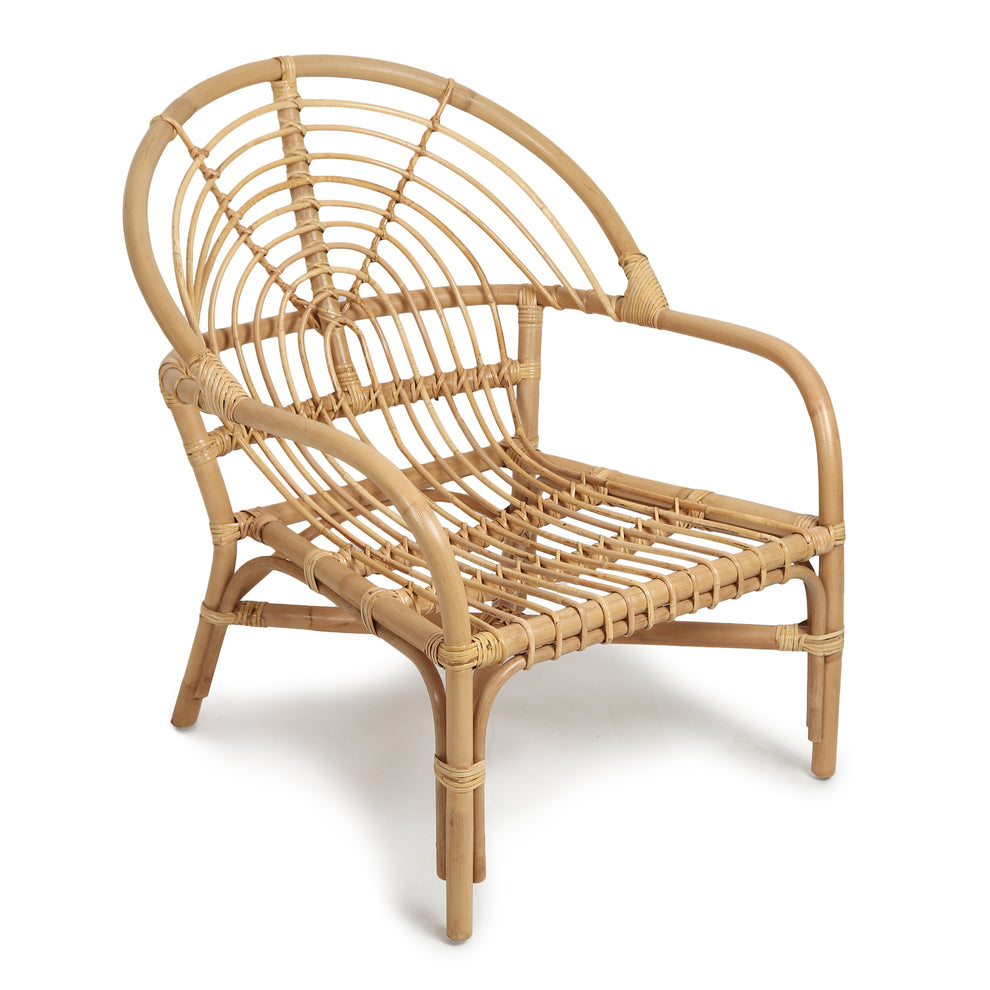 Cane Sunburst Lounge Chair with Plush Cushion 004